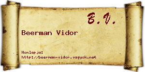 Beerman Vidor névjegykártya
